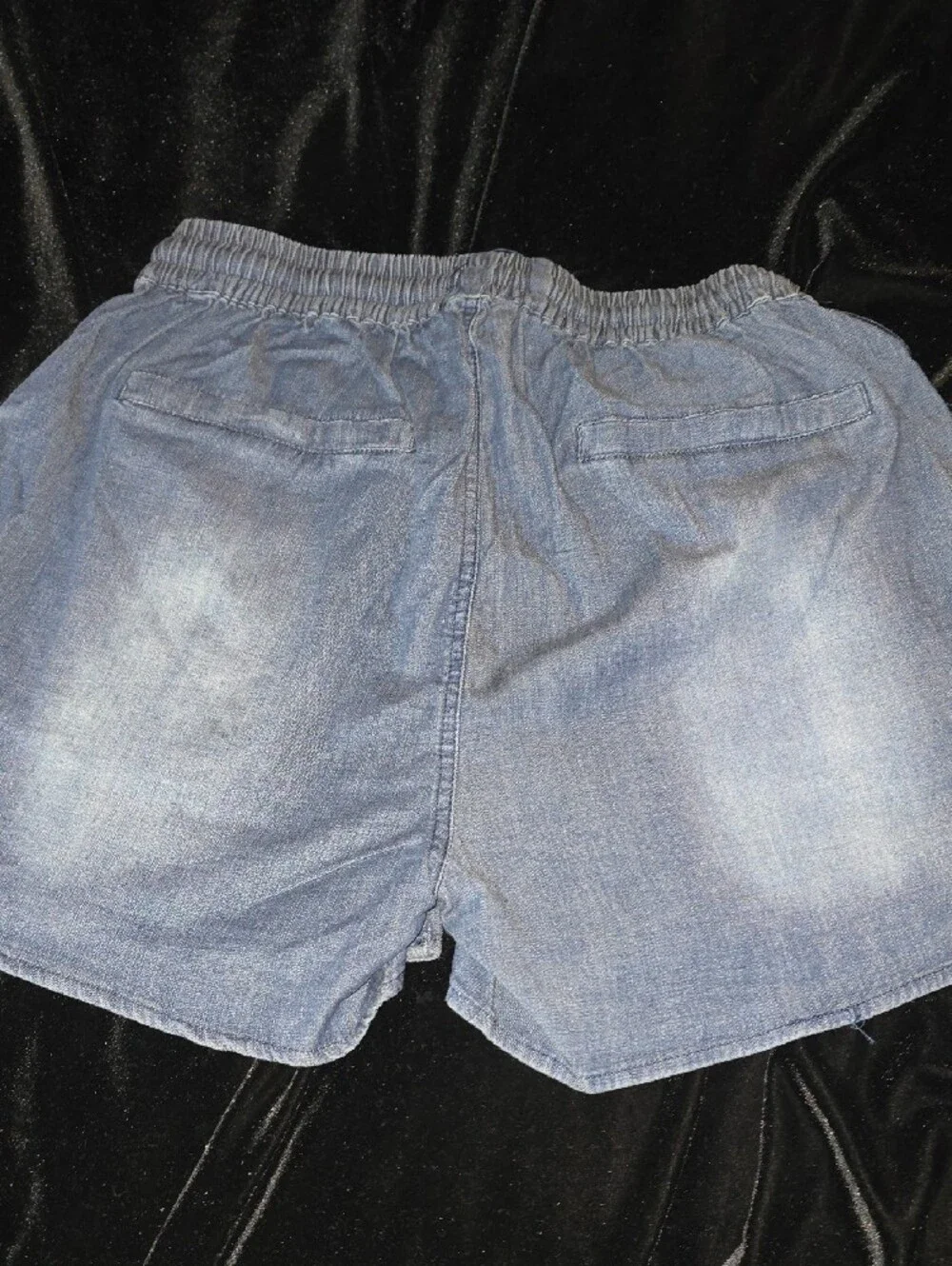 Grace & Lace Chambray Drawstring Shorts - Blue with White Tie